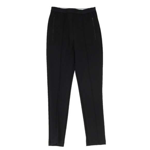 Balenciaga Womens Leggings Size 40 Black Stretch Tech Jersey Rear Logo Side Zip - Picture 1 of 10